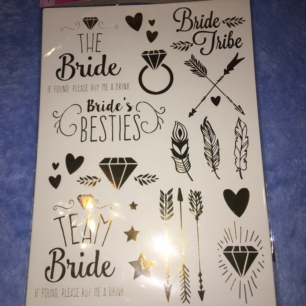 Gold temporary tattoos for bridal party